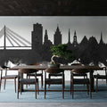 Riga Latvia Skyline Black & White Mural Wallpaper - room preview 02