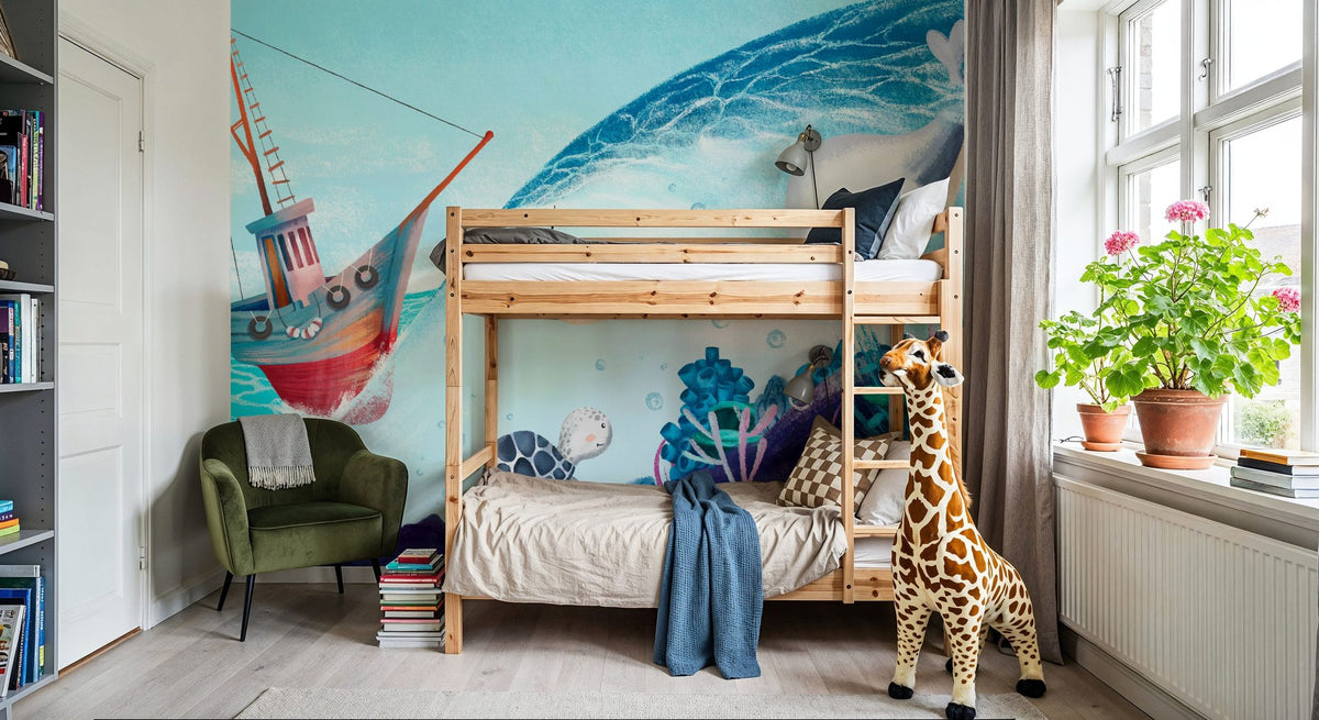 Turtle Bay Friends Mural Wallpaper - room preview 02