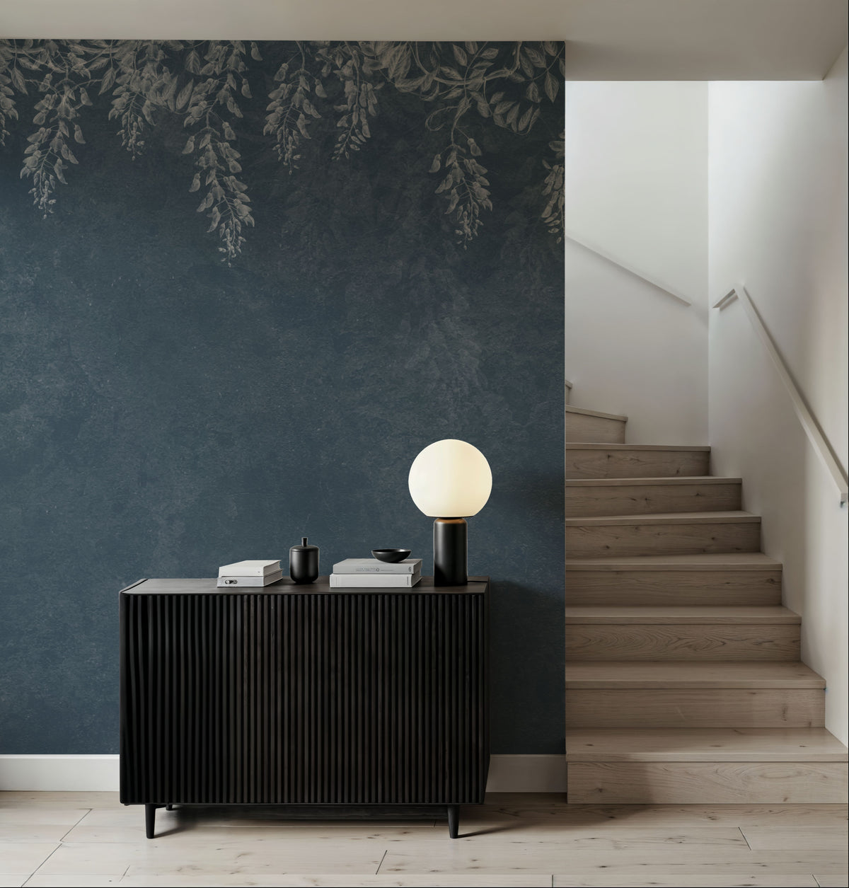 Welcome to Our Theatre, Dusty Prussian Blue Mural Wallpaper - room preview 02