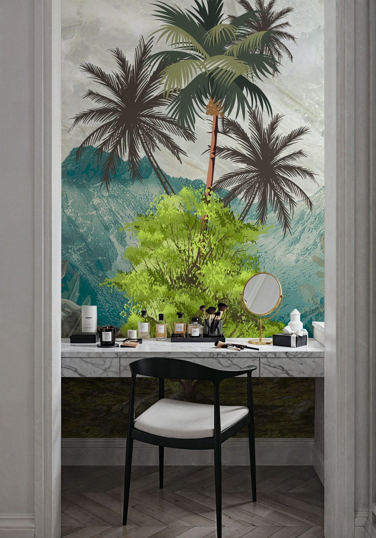 Banana Trees Sketching Mural Wallpaper - Cool Tone - room preview 03