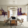 Reading England Skyline Purple & Gold Mural Wallpaper - room preview 02
