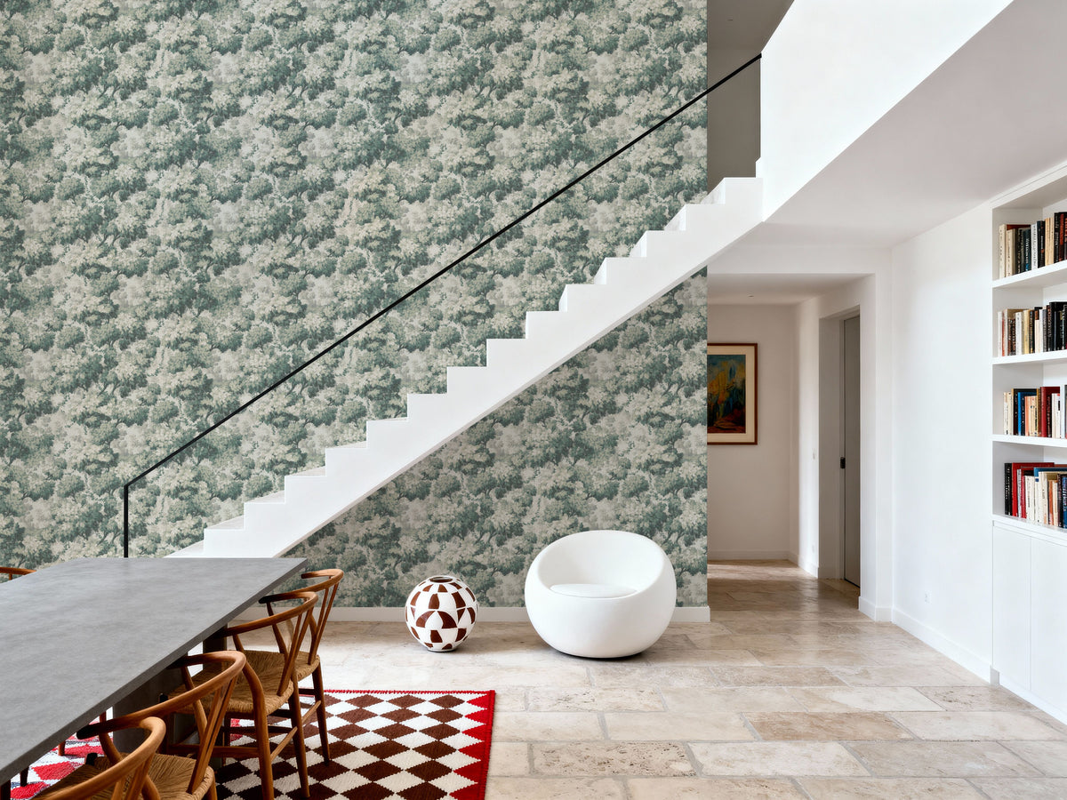 Greenwood Linden, Dusty Green Mural Wallpaper - room preview 02