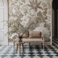 Dahlia Days, Greige Mural Wallpaper - room preview 02