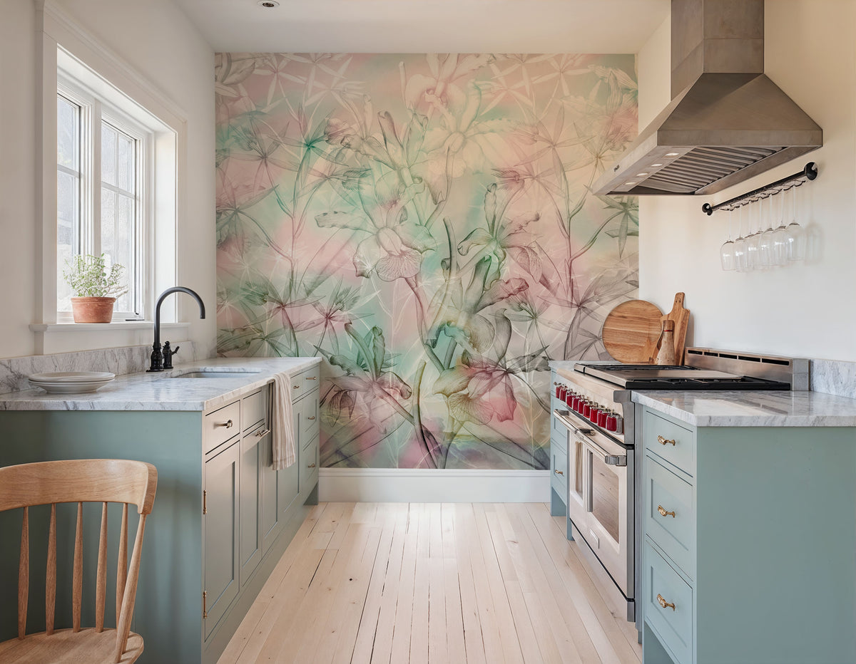 Orchid Mirage Mural Wallpaper - Neutral Tone - room preview 02