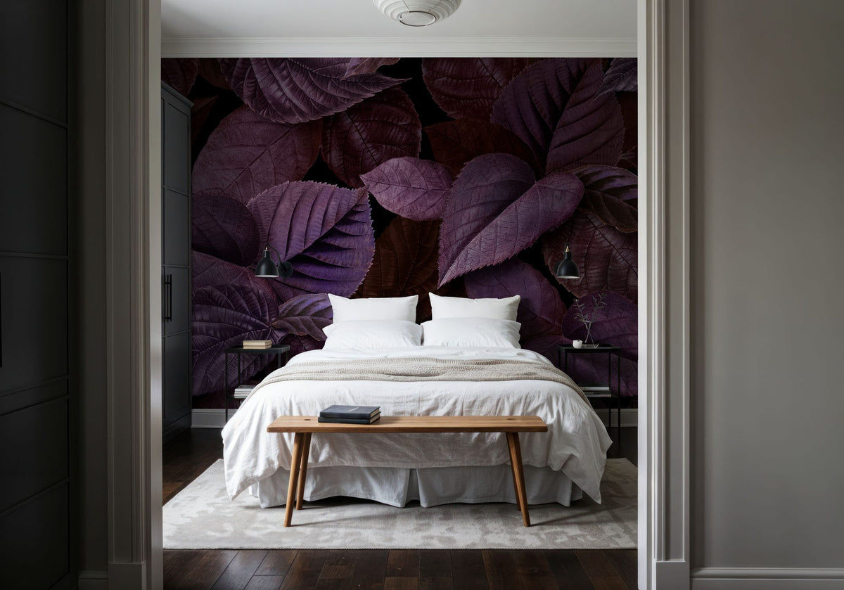 Purple Leaves Mural Wallpaper - room preview 02
