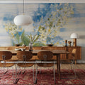 Lilac on Blue Stripe Mural Wallpaper - room preview 02