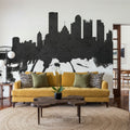 Pittsburg Pennsylvania Skyline Black & White Mural Wallpaper - room preview 02