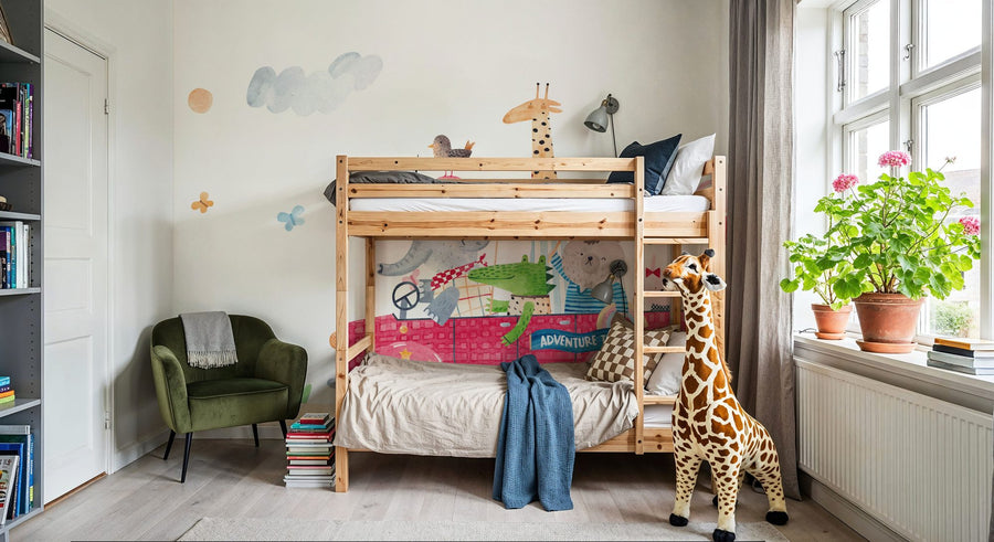 Woodland Nursery Wallpaper Mural – Baby Animals Wall Mural – A Friend with a Car
