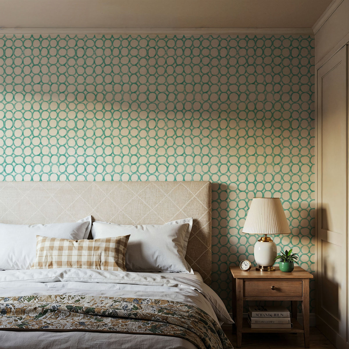 Mixed Turqouise Circles Mural Wallpaper - room preview 02