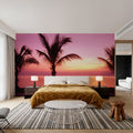 Tropical Twilight Silhouette Mural Wallpaper - Red Tone - room preview 02
