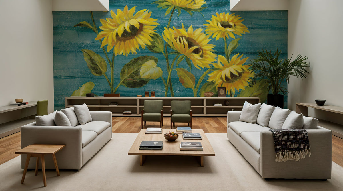 Sunflower Walls Mural Wallpaper - room preview 02
