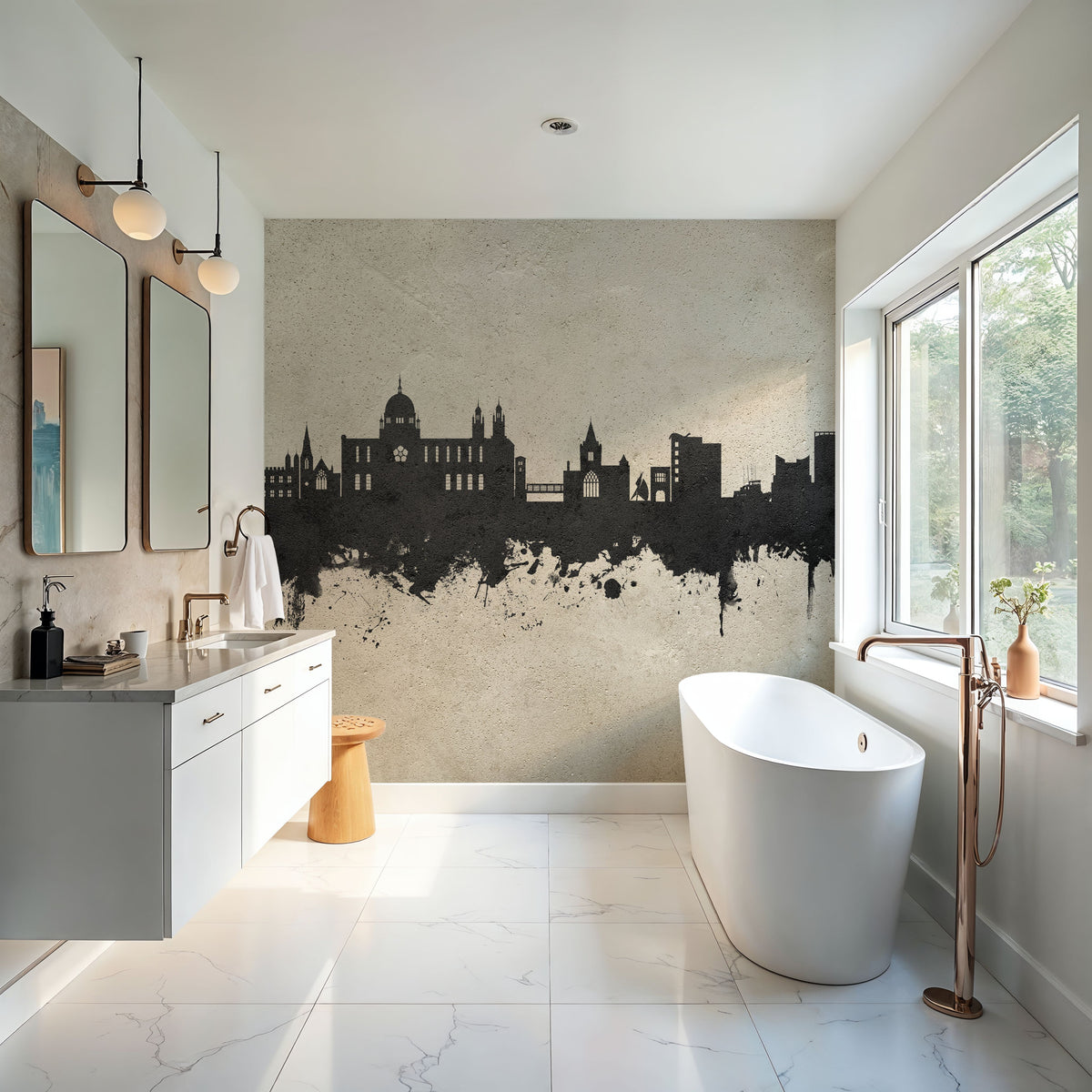 Galway Ireland Skyline Concrete Mural Wallpaper - room preview 02