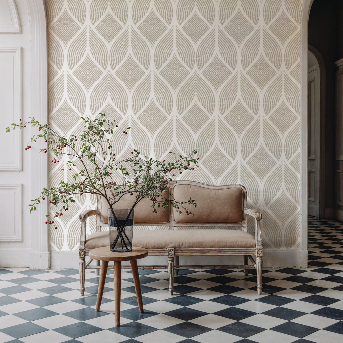 Diamond Leaf Mural Wallpaper - room preview 02