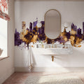 Durban South Africa Skyline Purple & Gold Mural Wallpaper - room preview 02