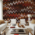 Earthy Color Zig Zag Pattern Mural Wallpaper - room preview 02