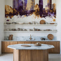 St Petersburg Florida Skyline Purple & Gold Mural Wallpaper - room preview 02