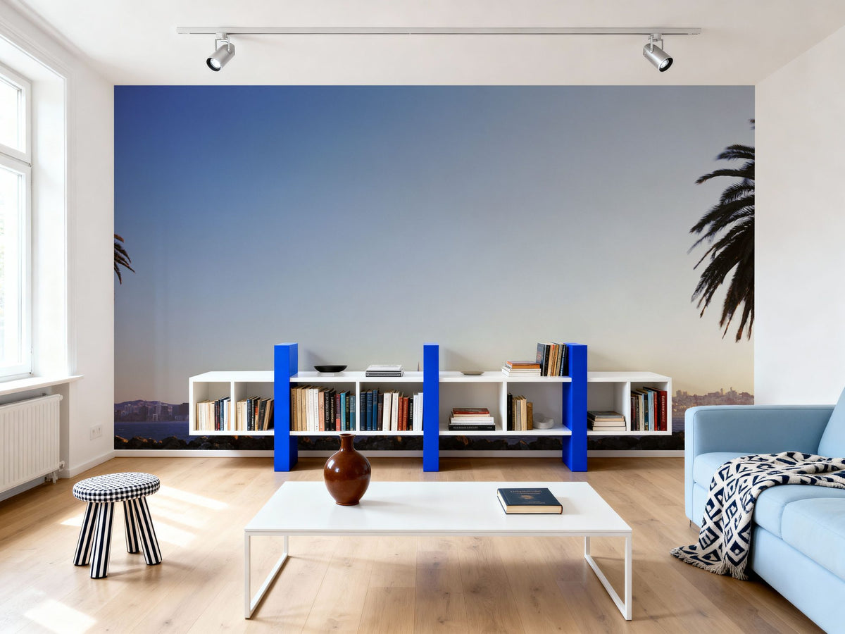 Tropical Urban Twilight Mural Wallpaper - room preview 02