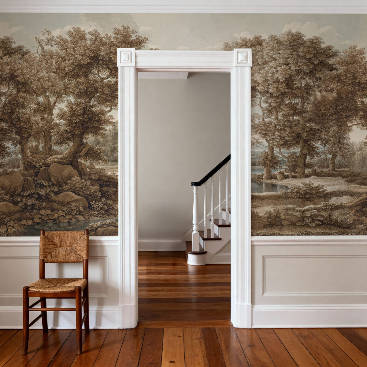 Riverbank Oak Landscape, Earth Mural Wallpaper - room preview 02