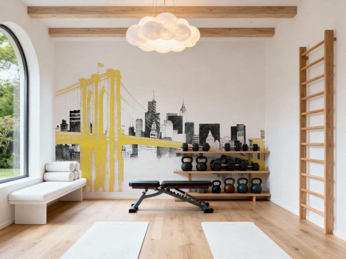 Skyline Crossing Yellow Mural Wallpaper - room preview 02