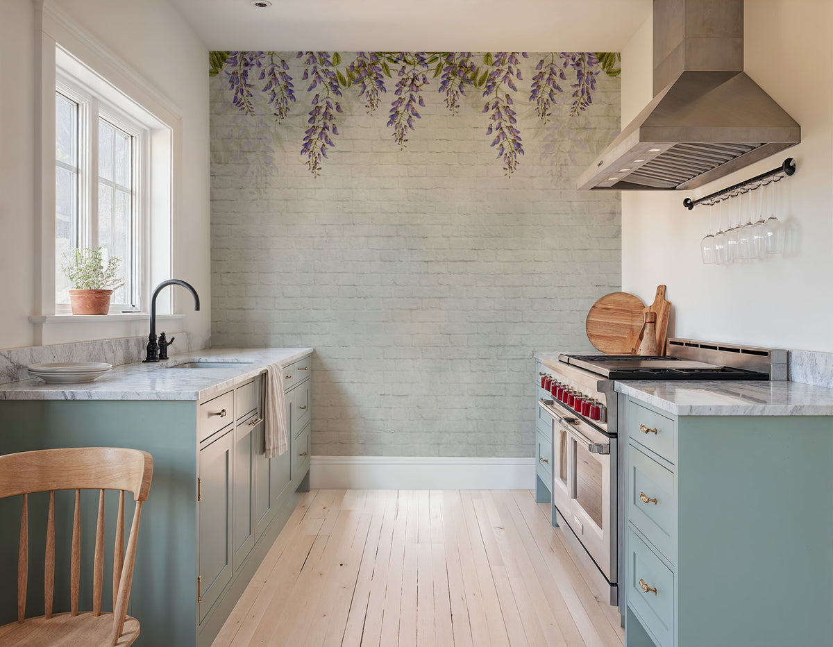 Welcome to Our Theatre, White Bricks Mural Wallpaper - room preview 02