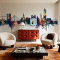 Nantes France Skyline Blue & Bronze Mural Wallpaper - room preview 02