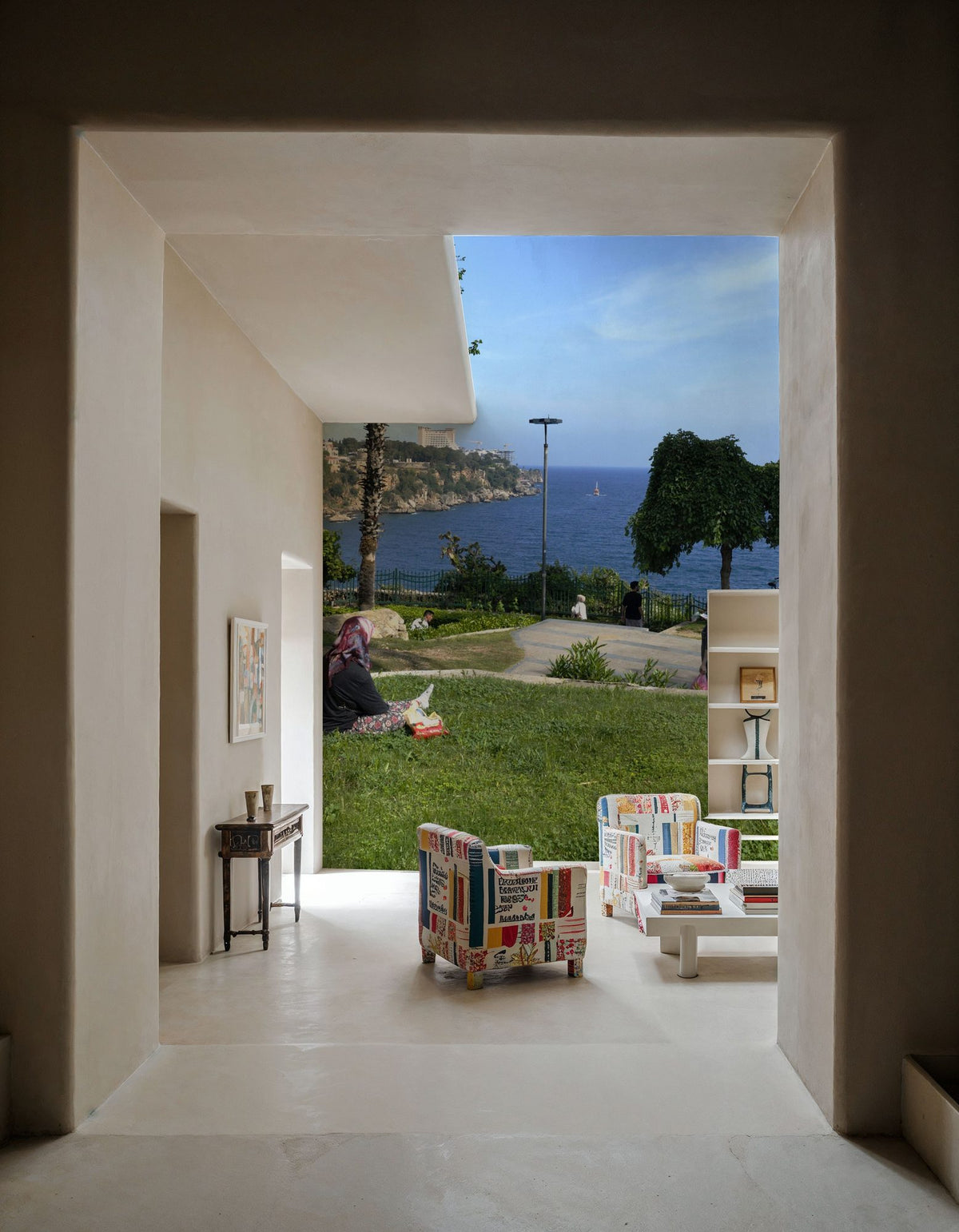 Mediterranean Coastal Viewpoint Mural Wallpaper - room preview 02