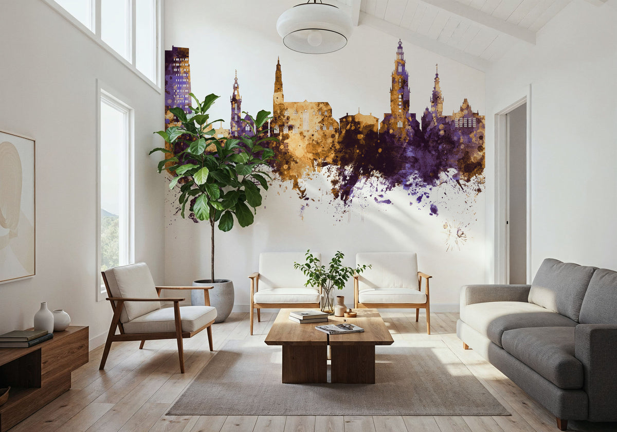 Groningen the Netherlands Skyline Mural Wallpaper - room preview 02