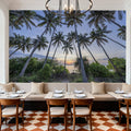 Tropical Sunset Palm Mural Wallpaper - room preview 02