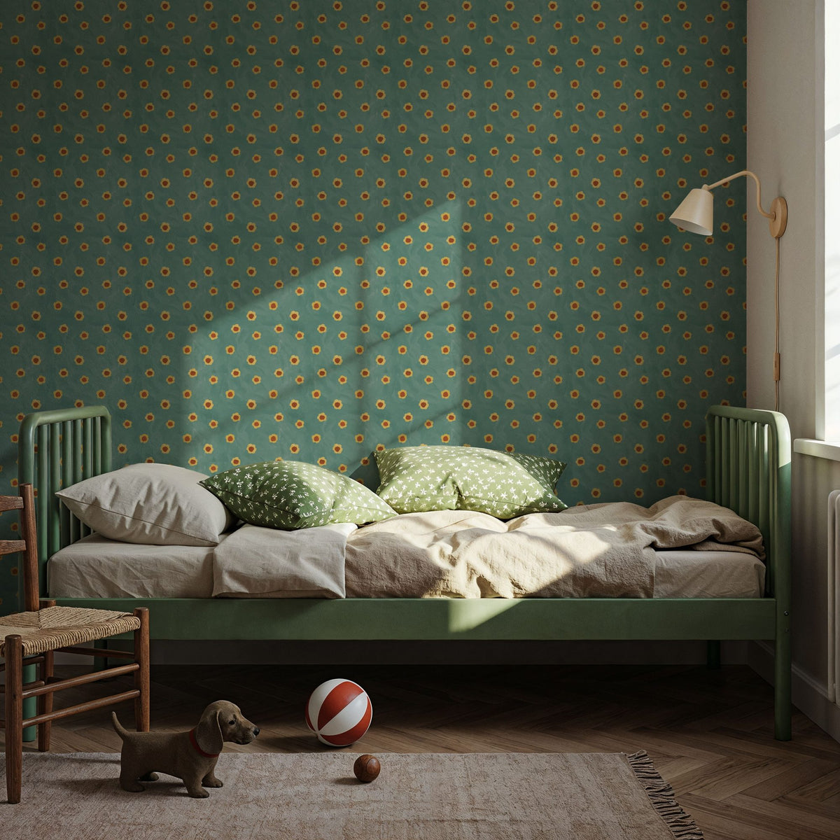 Autumn Buds Turqouise Mural Wallpaper - room preview 02