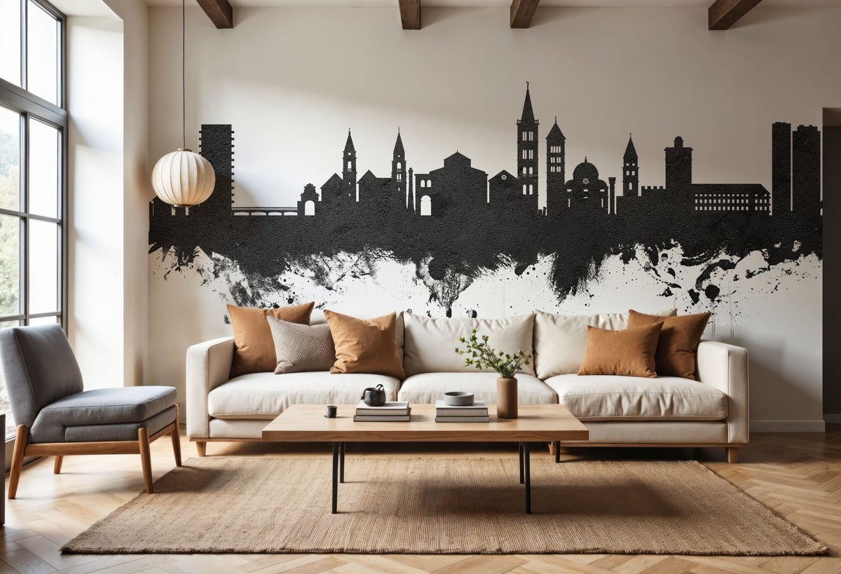 Zadar Croatia Skyline Black & White Mural Wallpaper - room preview 02