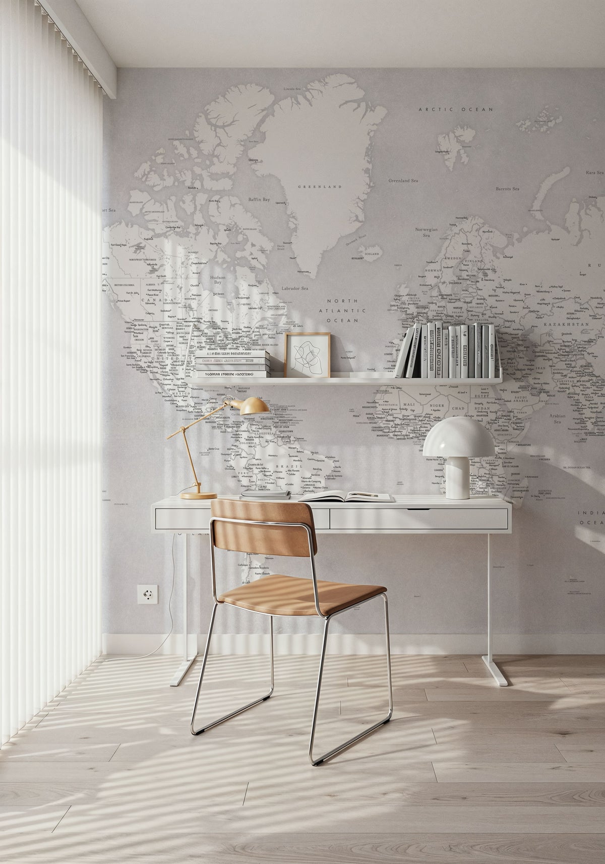 World Map Cities - Siv Mural Wallpaper - room preview 02