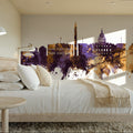 Washington DC Skyline Purple & Gold Mural Wallpaper - room preview 02