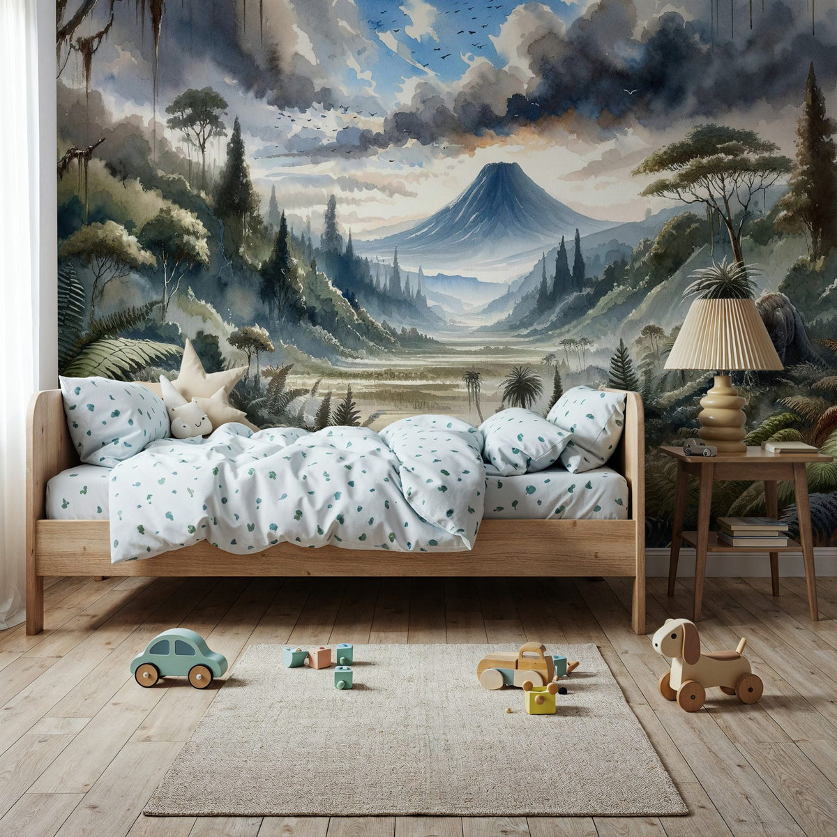 Lush Jungle Valley with Mountains Mural Wallpaper - room preview 02