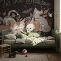 Pumpkins and Paws II Dark Mural Wallpaper - room preview 02
