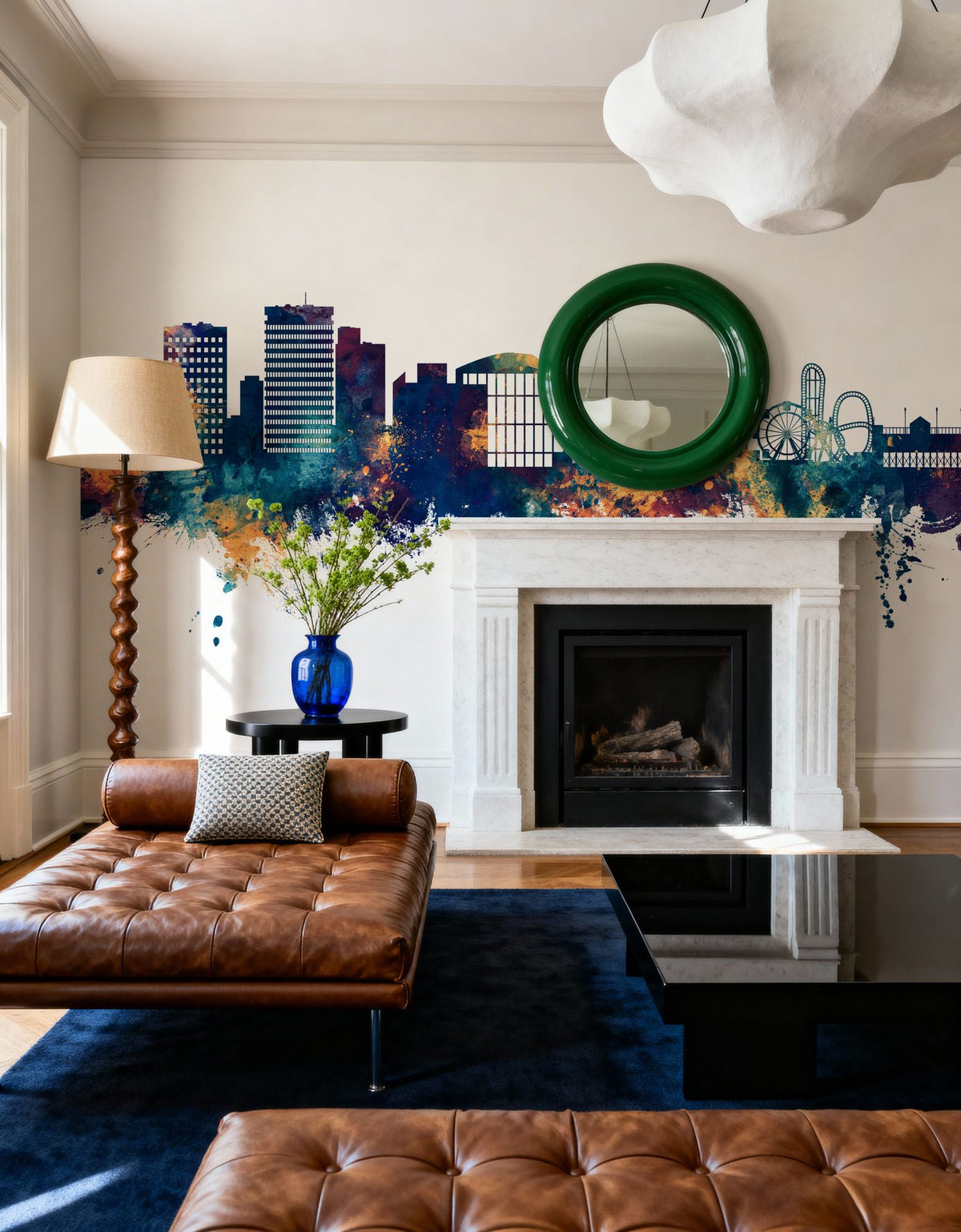 Southend-on-Sea England Skyline Blue & Bronze Mural Wallpaper - room preview 02