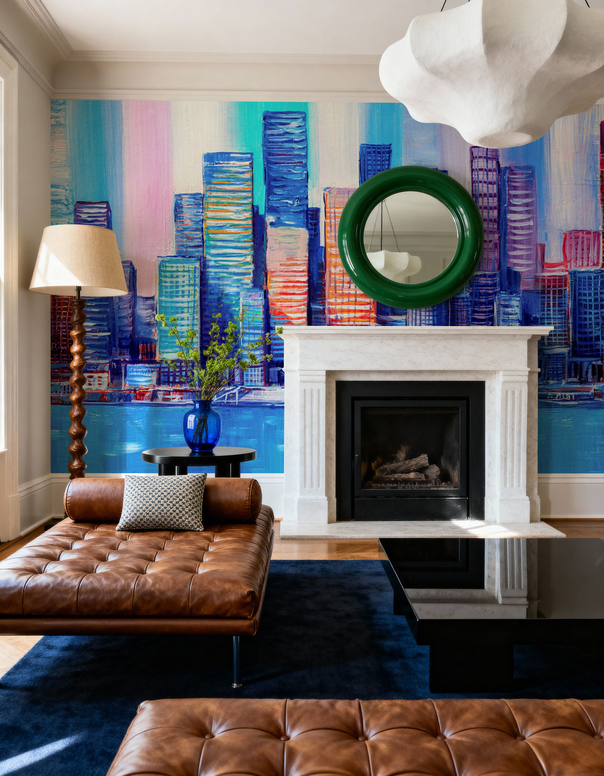 Chromatic Skyline Mural Wallpaper - room preview 02