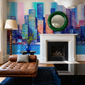 Chromatic Skyline Mural Wallpaper - room preview 02