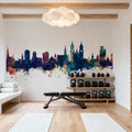 St Gallen Switzerland Skyline Blue & Bronze Mural Wallpaper - room preview 02