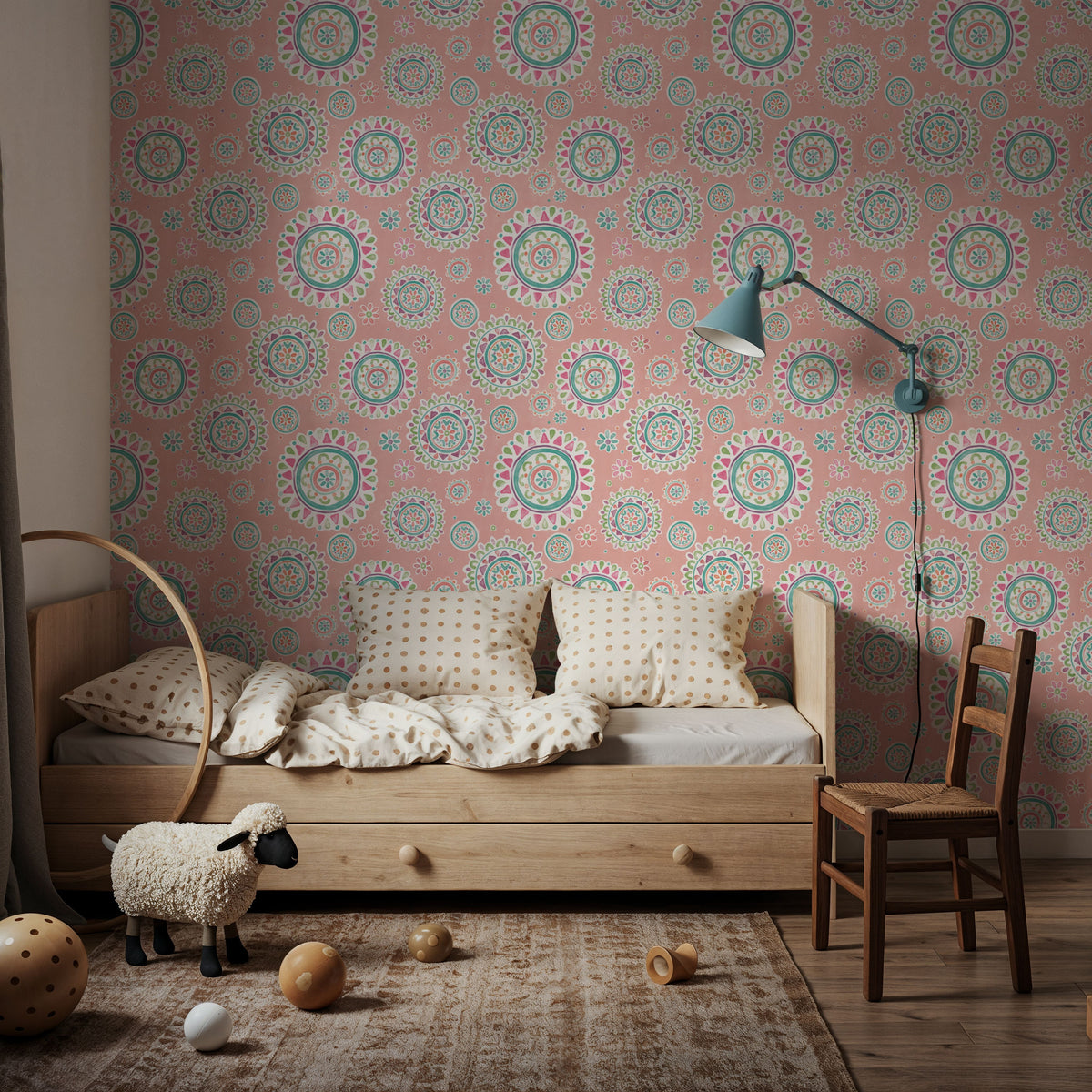 Seeing Cacti Coral Mural Wallpaper - room preview 02