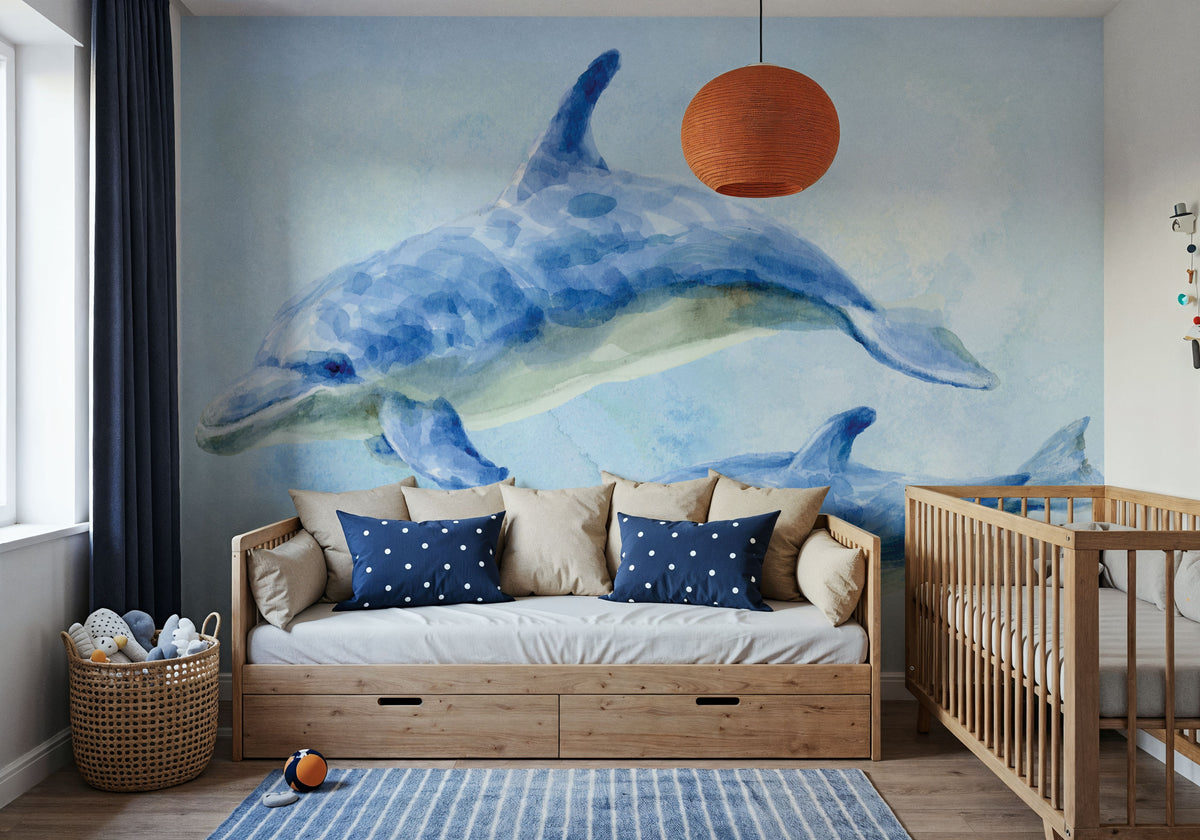 Graceful Dolphins II Mural Wallpaper - room preview 02