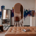 Paramaribo Suriname Skyline Blue & Bronze Mural Wallpaper - room preview 02