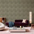 Staggered Zig-Zag, Olive Mural Wallpaper - room preview 02