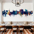 Fayetteville Arkansas Skyline Blue & Bronze Mural Wallpaper - room preview 02
