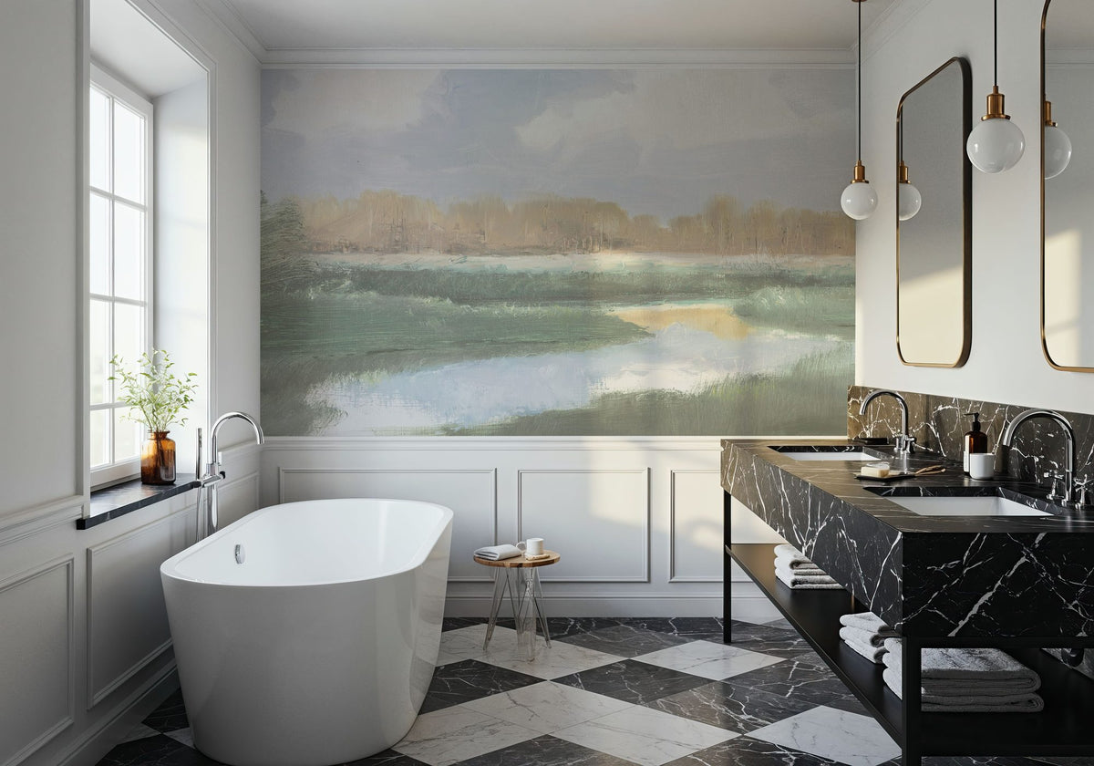 Peaceful Stream Sage Mural Wallpaper - room preview 02