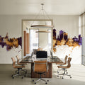 Tallahassee Florida Skyline Purple & Gold Mural Wallpaper - room preview 02