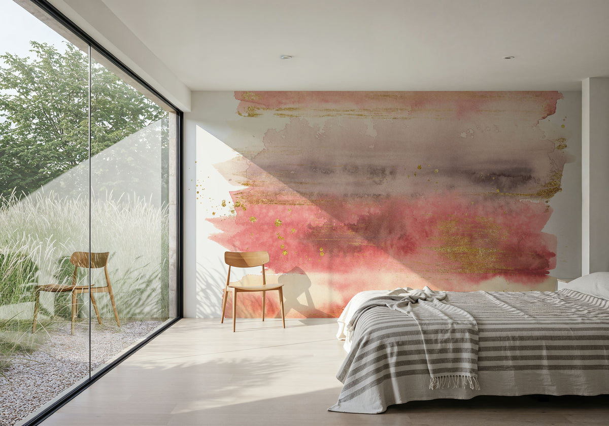 Desert Blooms Abstract I on White Mural Wallpaper - room preview 02