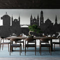 Ljubljana Slovenia Skyline Black & White Mural Wallpaper - room preview 02