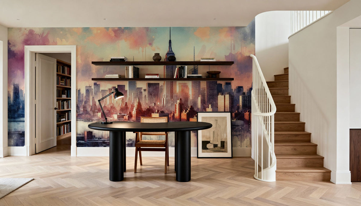Sunset Hues Over NYC Mural Wallpaper - room preview 02