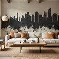 Jakarta Skyline Indonesia Concrete Mural Wallpaper - room preview 02