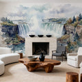 Northern Waterfall - Watercolor Landscapes Series Mural Wallpaper - room preview 02